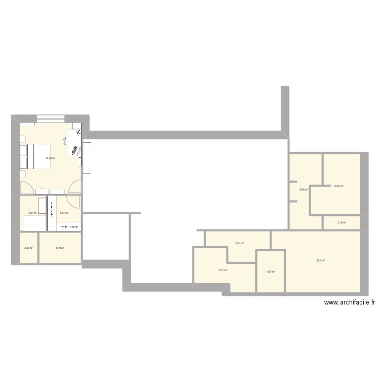 Chambre Guillaume copie. Plan de 12 pièces et 97 m2