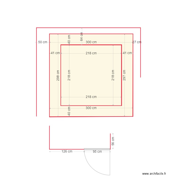 SPA. Plan de 2 pièces et 14 m2