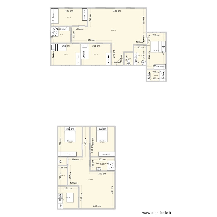 conteneur. Plan de 15 pièces et 163 m2