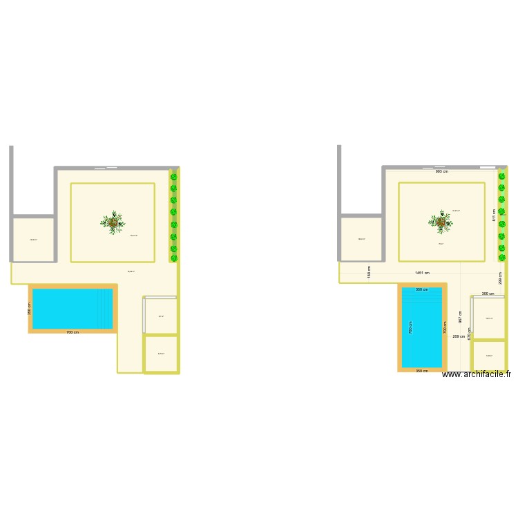 Projet piscine. Plan de 12 pièces et 426 m2