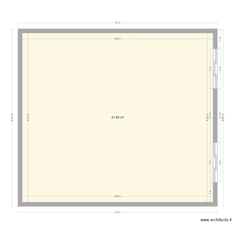 LONGAGE. Plan de 1 pièce et 82 m2