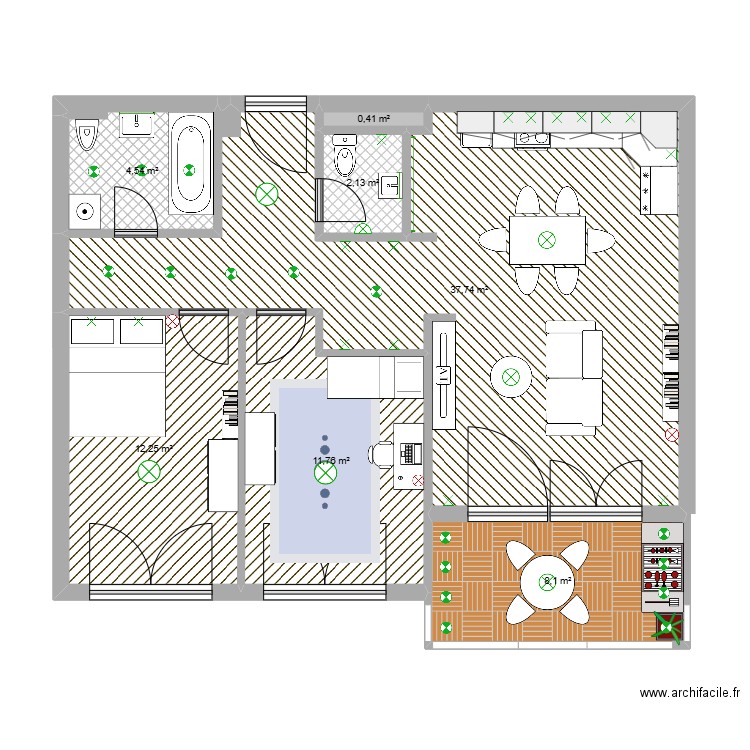 stan. Plan de 14 pièces et 154 m2