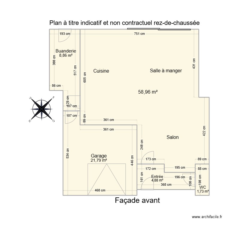 phil Beucken. Plan de 5 pièces et 96 m2