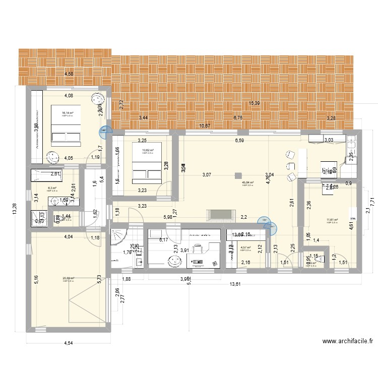 Mouron5. Plan de 9 pièces et 118 m2