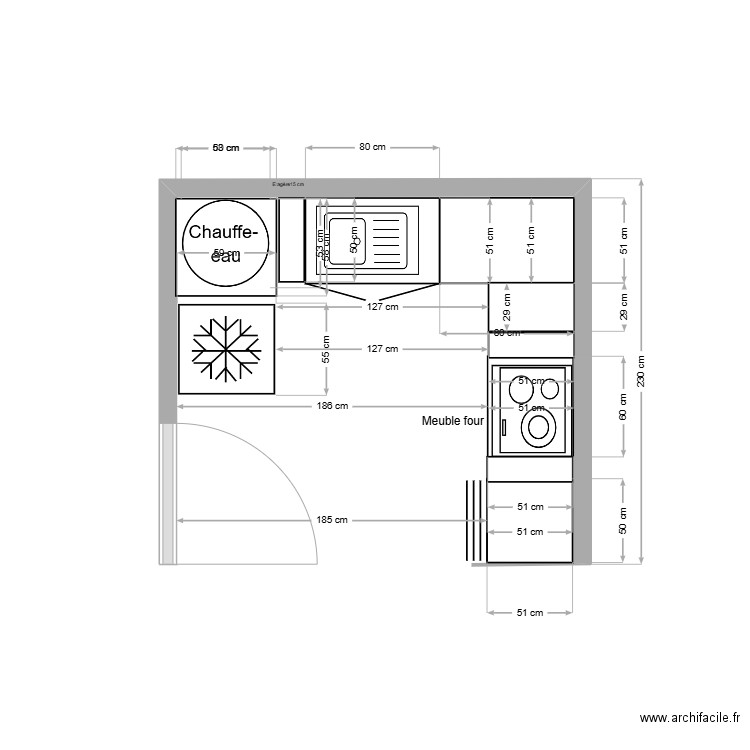 cuisie. Plan de 0 pièce et 0 m2