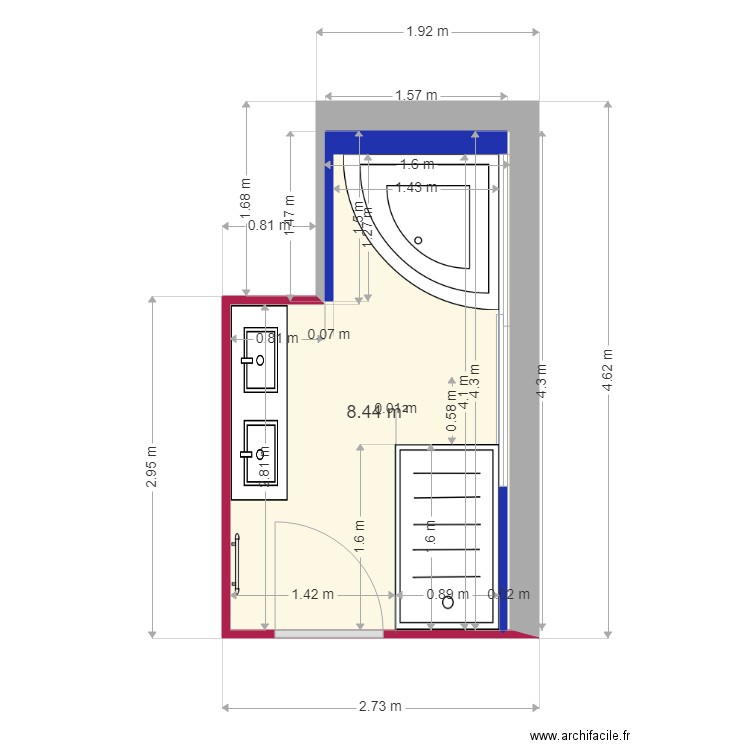 dalot 2BIS. Plan de 1 pièce et 8 m2