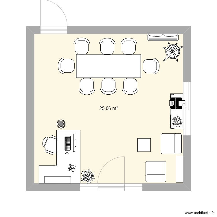 bureau ,reception 1. Plan de 1 pièce et 25 m2