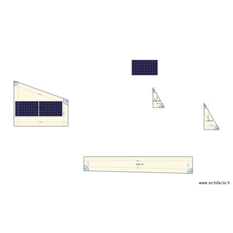 panneaux solaires. Plan de 4 pièces et 20 m2