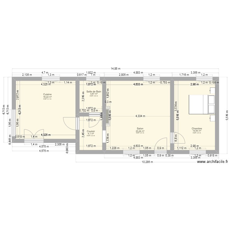 Maison Mélanie Benoit. Plan de 5 pièces et 64 m2