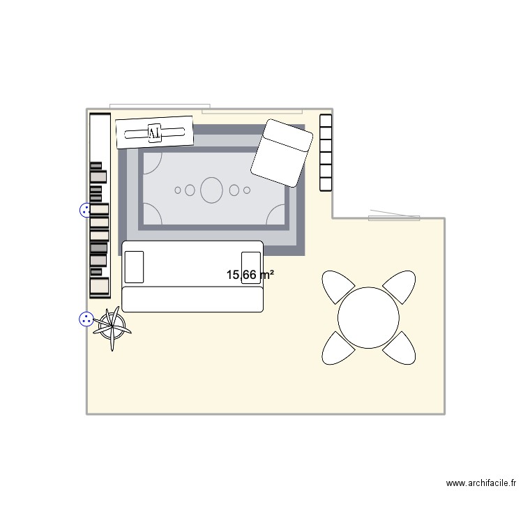 Eraudiere. Plan de 1 pièce et 16 m2