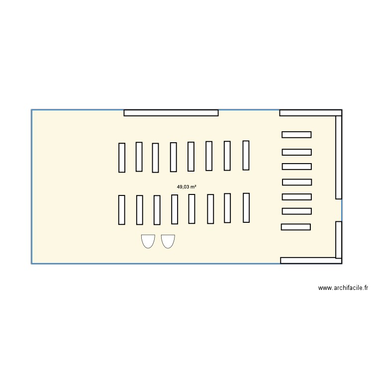 bi1. Plan de 1 pièce et 49 m2