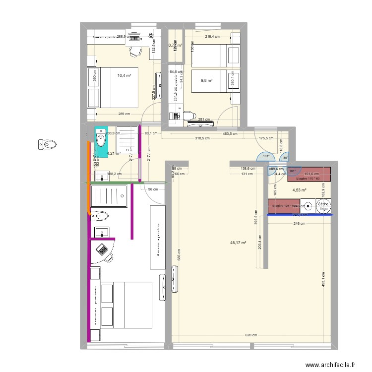 ARCA5. Plan de 6 pièces et 75 m2