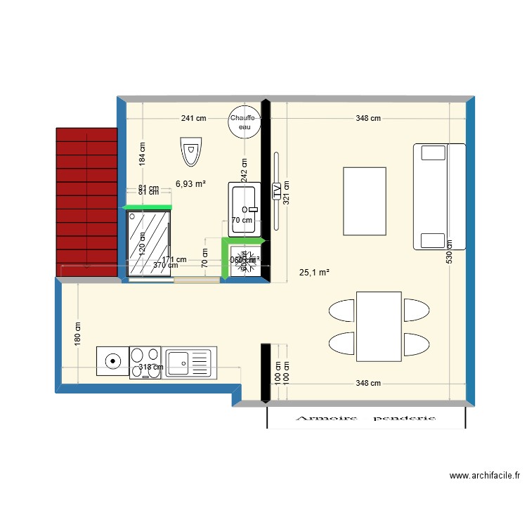 Appart Stanislas. Plan de 3 pièces et 32 m2