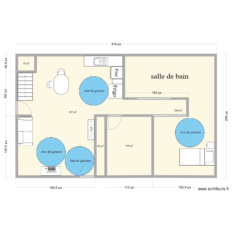 Rez de chaussé maison client 1. Plan de 5 pièces et 83 m2