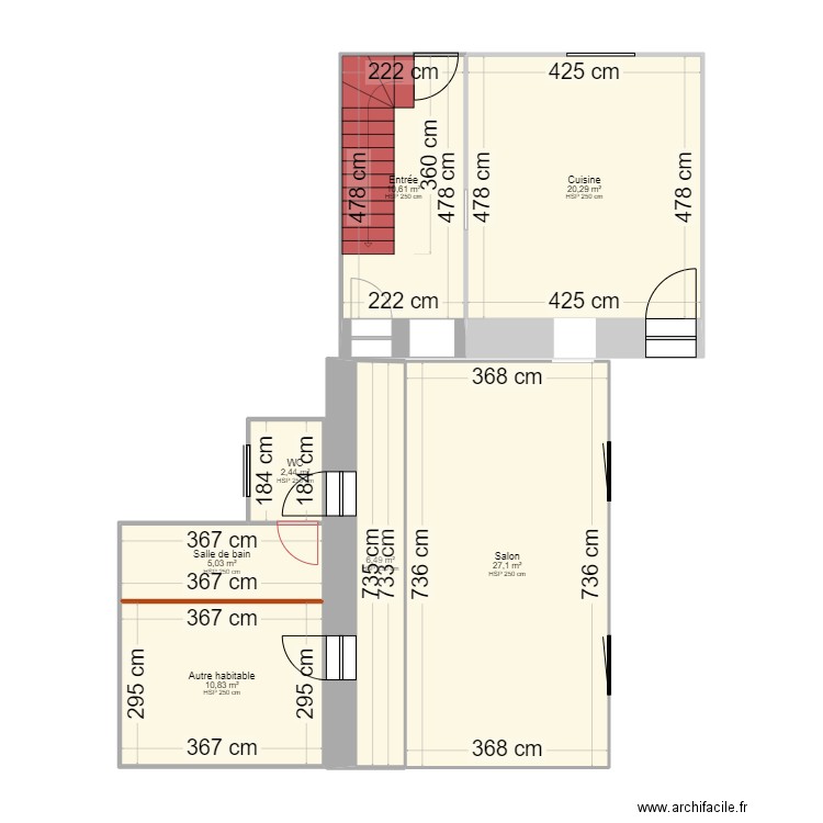 Boutdeville 0. Plan de 7 pièces et 83 m2