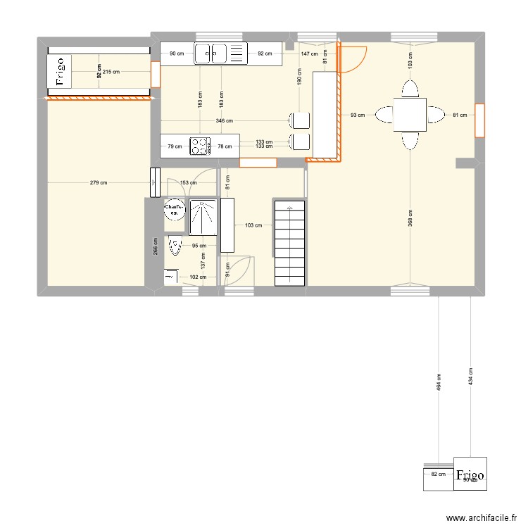 refonte bas. Plan de 4 pièces et 71 m2