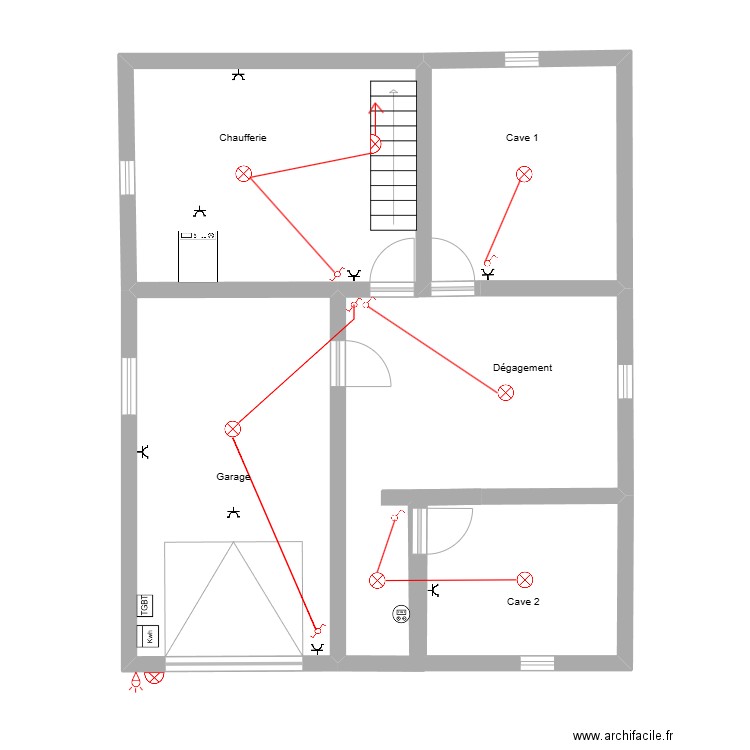 Derya sous sol électricité. Plan de 4 pièces et 80 m2