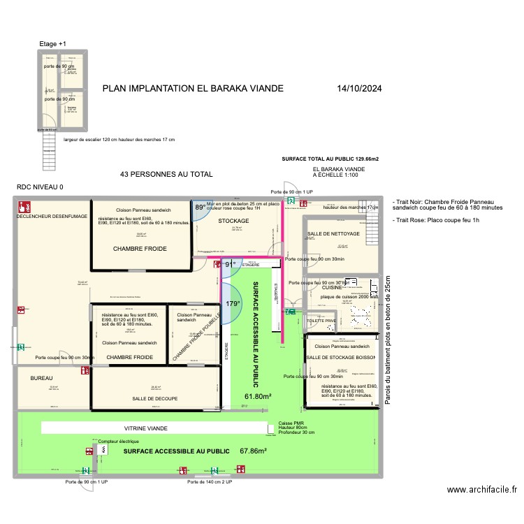 EL BARAKA VIANDE 09/ 2024 IMPLANTATION 1.3. Plan de 16 pièces et 429 m2