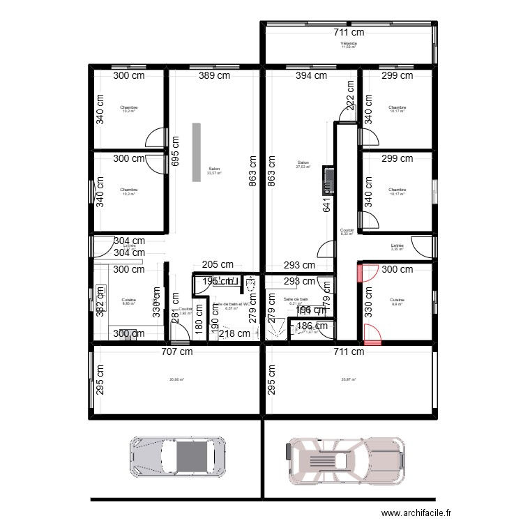 SERINS. Plan de 18 pièces et 209 m2