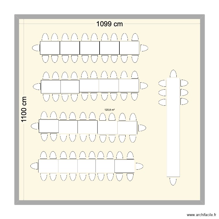 Salle des fêtes. Plan de 1 pièce et 121 m2