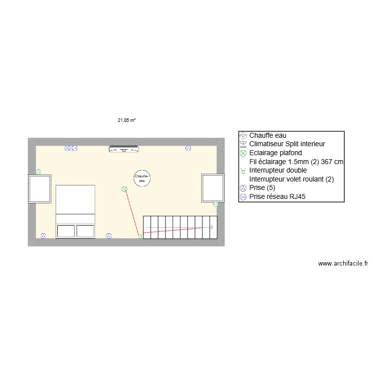 antonin 2e. Plan de 1 pièce et 21 m2