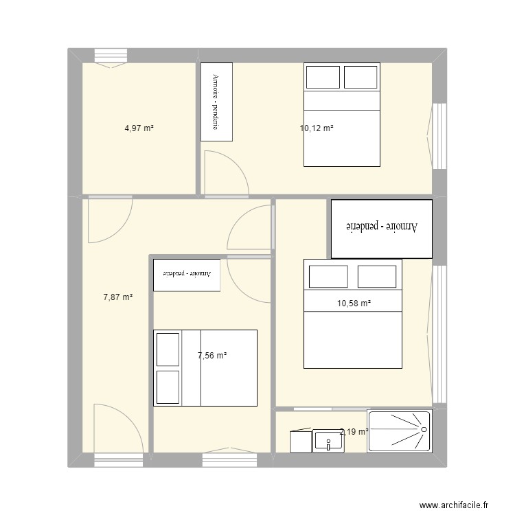 trinite 1er 1er projet. Plan de 6 pièces et 43 m2