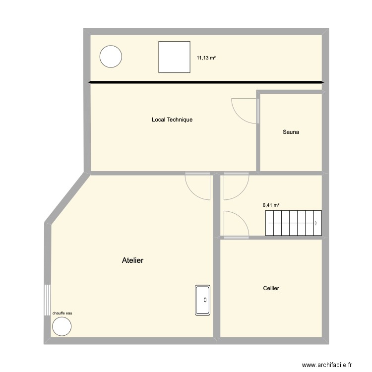 SOUS SOL 1. Plan de 5 pièces et 74 m2