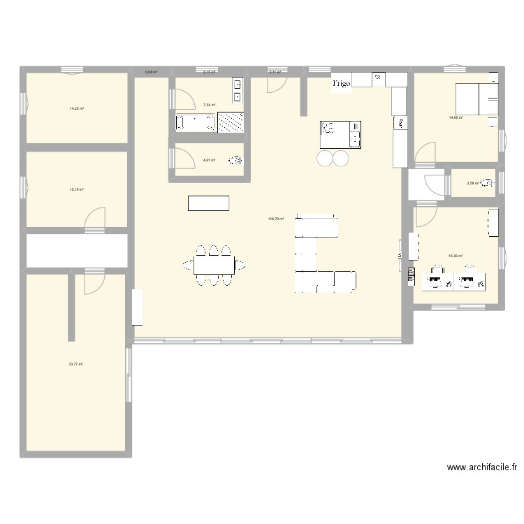 Maison gwenoudou. Plan de 12 pièces et 228 m2