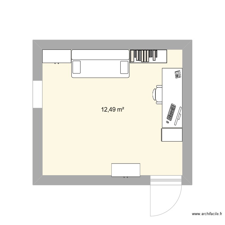 bureau modifié 3. Plan de 1 pièce et 12 m2