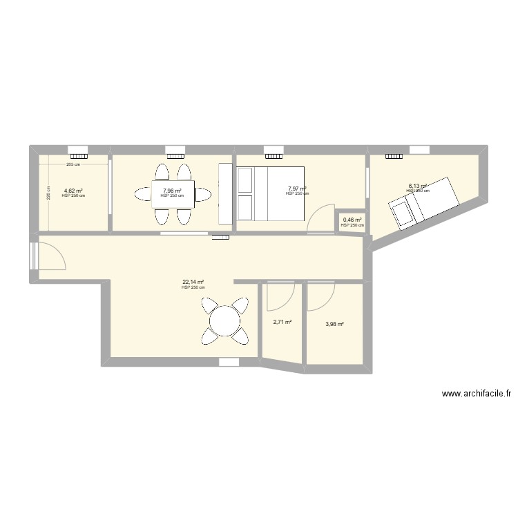 Strasbourg. Plan de 8 pièces et 56 m2