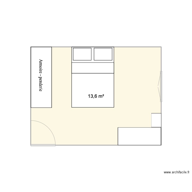 chambre roro. Plan de 1 pièce et 14 m2