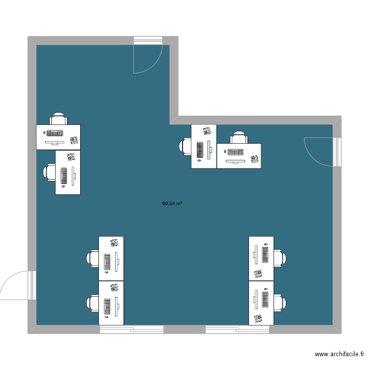 Méthodes. Plan de 1 pièce et 69 m2