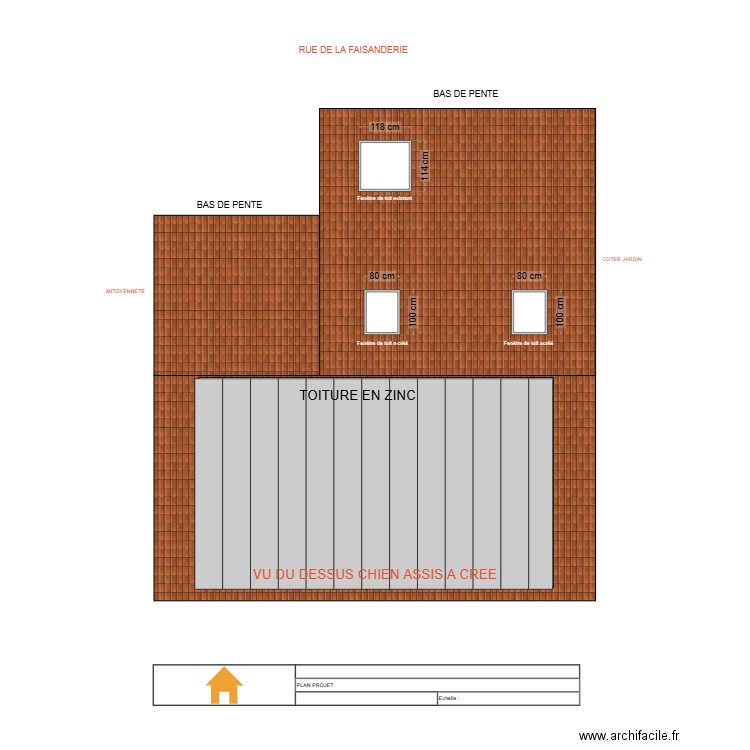 Vue du dessus rampant avant et arriere PROJET. Plan de 0 pièce et 0 m2