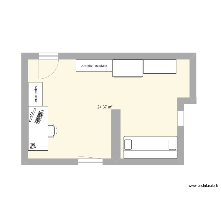 maison. Plan de 1 pièce et 24 m2