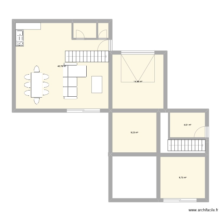 MAISON. Plan de 5 pièces et 79 m2