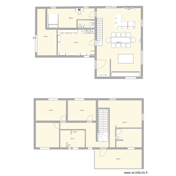 Georges Brassens. Plan de 10 pièces et 222 m2