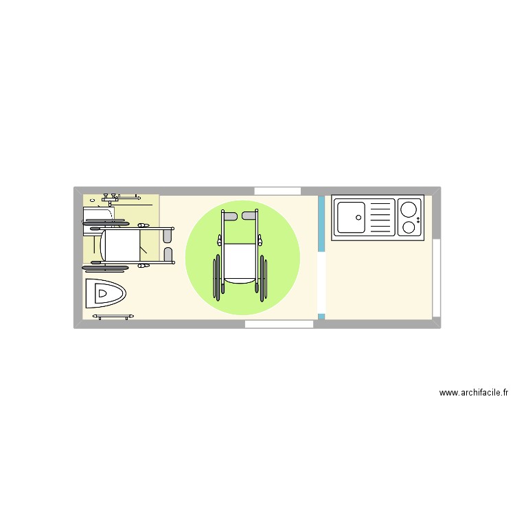 Projet_COHEN. Plan de 1 pièce et 7 m2