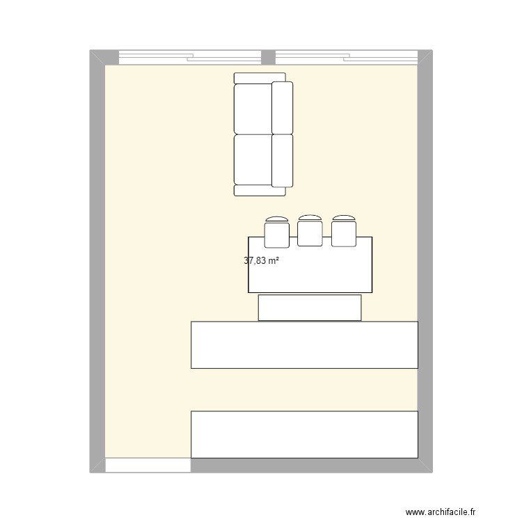 Salon. Plan de 1 pièce et 38 m2