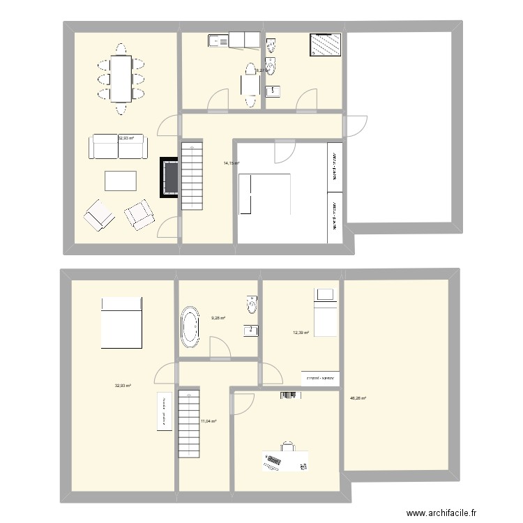 maison be. Plan de 8 pièces et 177 m2