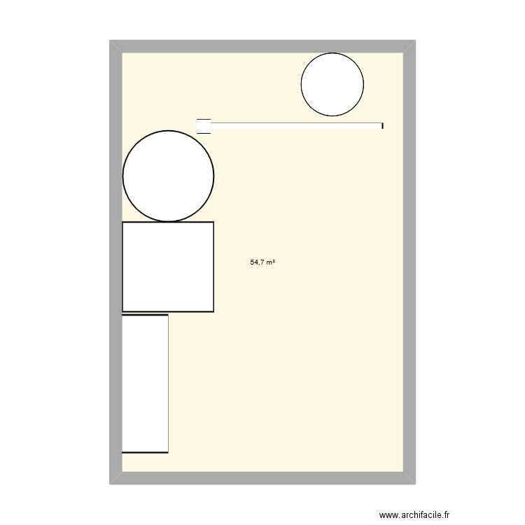 thé. Plan de 1 pièce et 55 m2