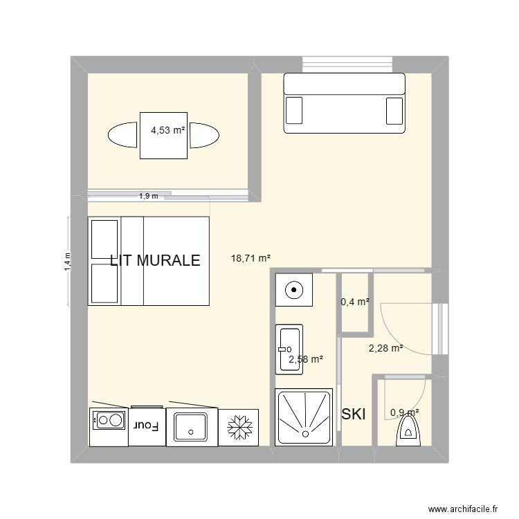 NORA V8 BIS. Plan de 6 pièces et 29 m2