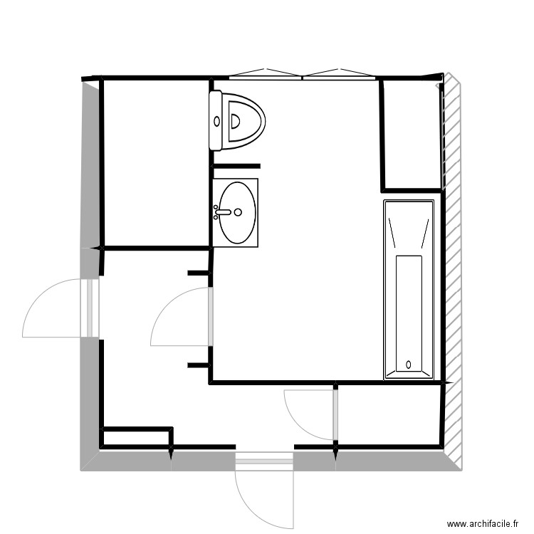 SALLE DE BAIN AVANT TRAVAUX 2. Plan de 5 pièces et 10 m2