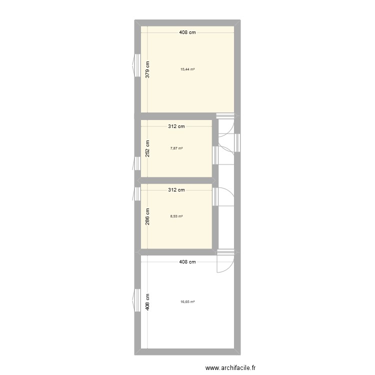 St François prolongée. Plan de 4 pièces et 49 m2