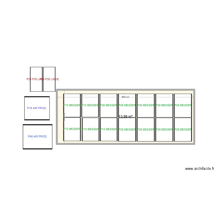 Conteneur 20'. Plan de 1 pièce et 14 m2