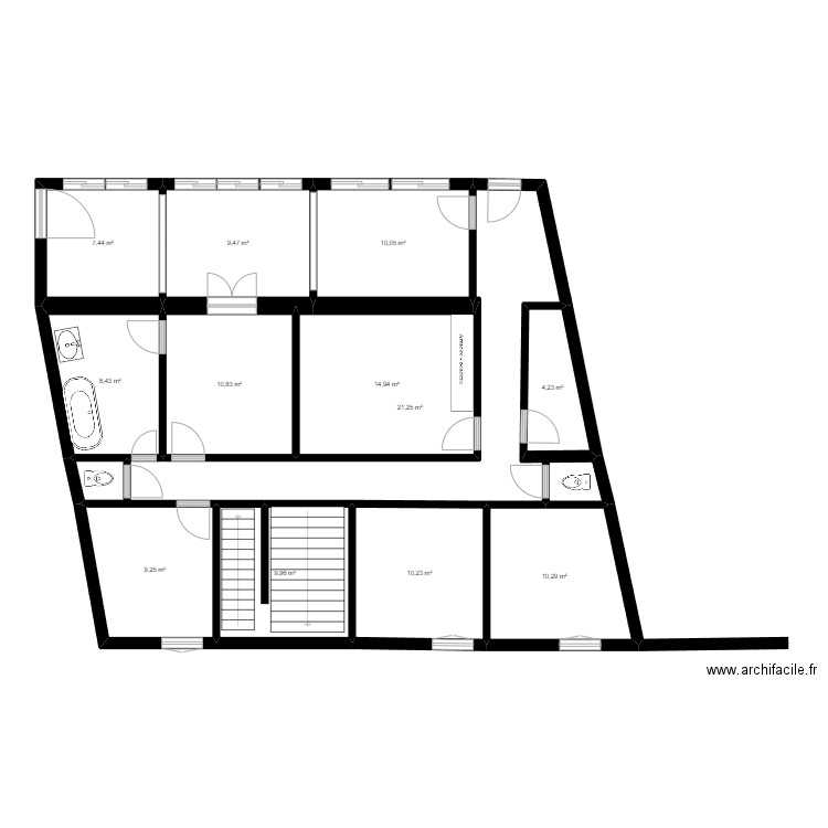 RDJ plan actuel. Plan de 12 pièces et 126 m2