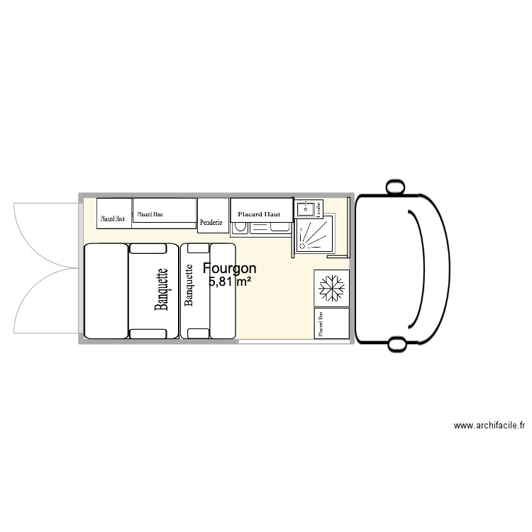 Ford new3. Plan de 1 pièce et 6 m2