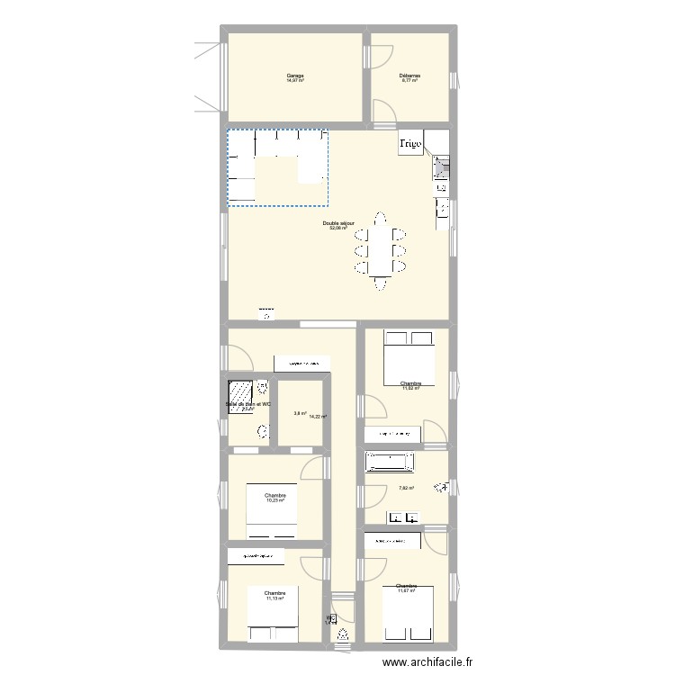 Maison1. Plan de 12 pièces et 151 m2