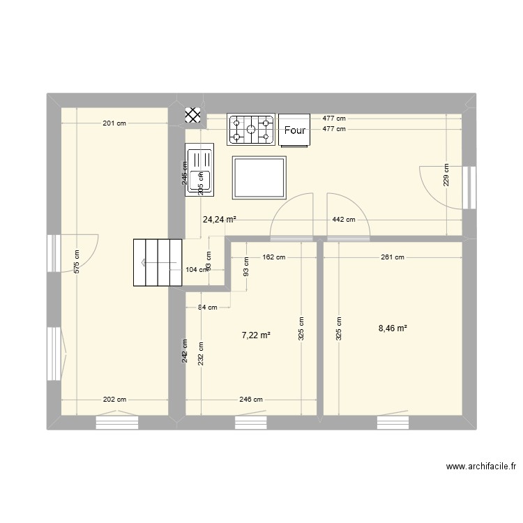 Mayen Hefti Probran 57. Plan de 5 pièces et 40 m2