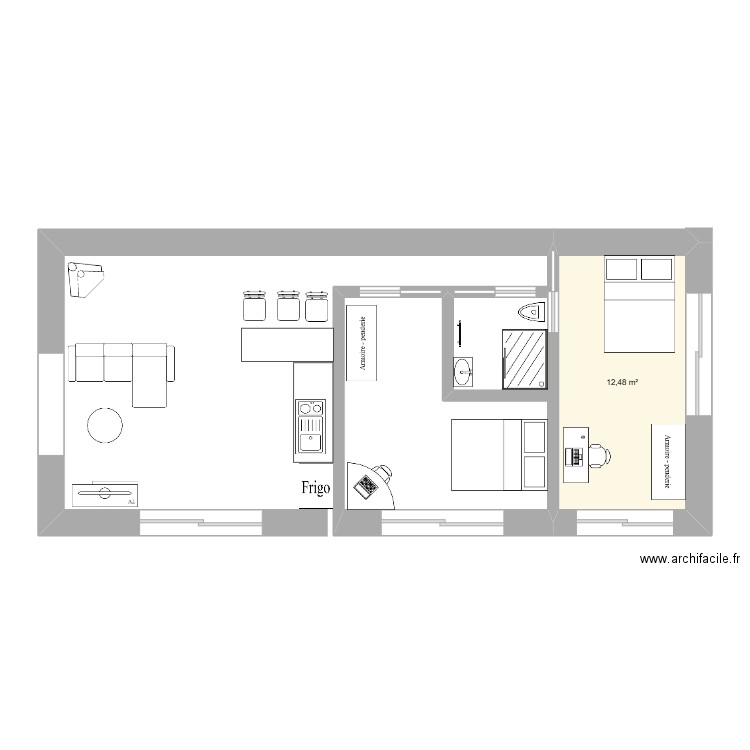 maison. Plan de 1 pièce et 12 m2