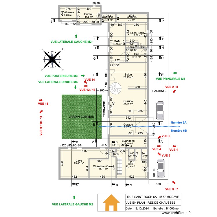 V.RADOUX - VUE EN PLAN - REZ - V2.20. Plan de 17 pièces et 232 m2